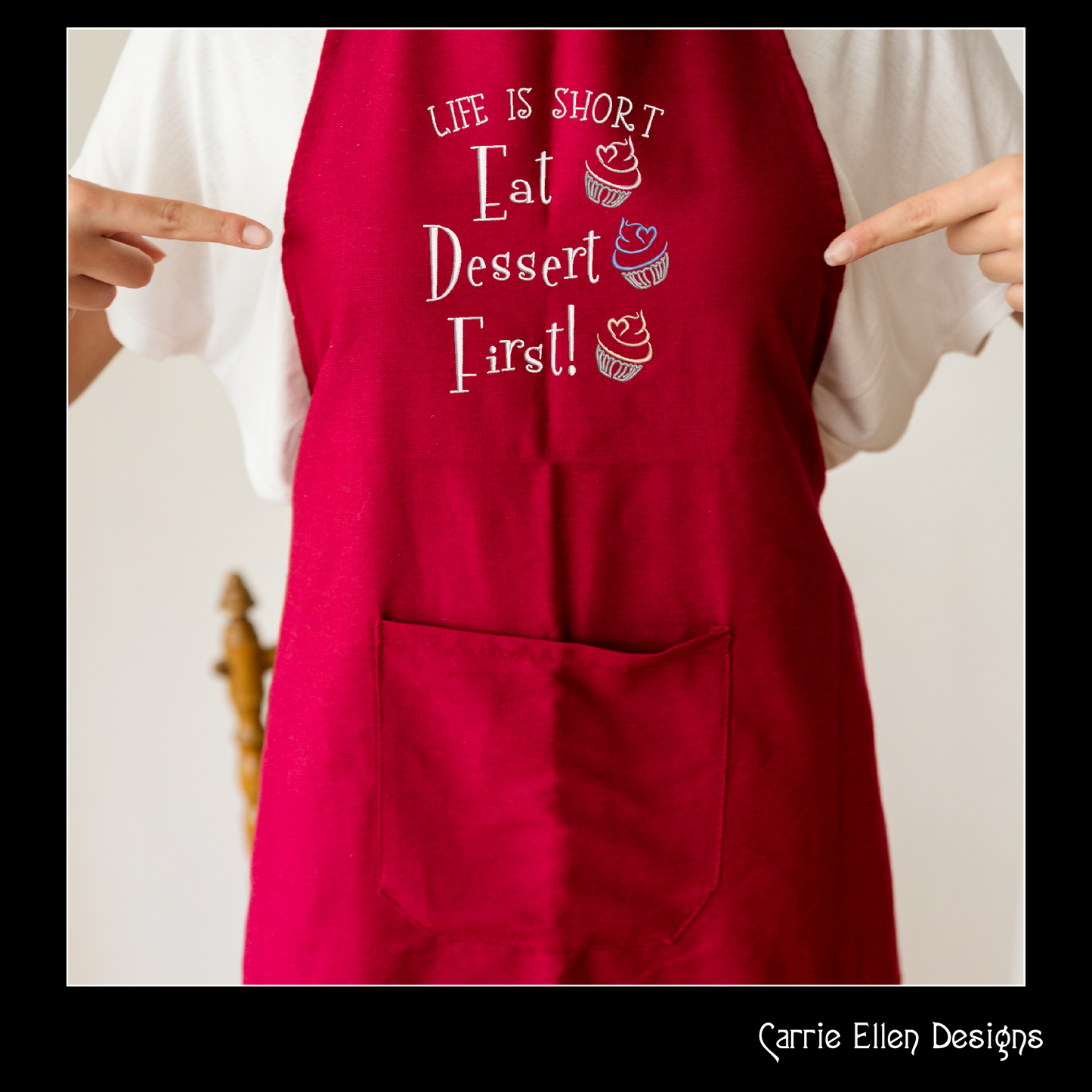Life is Short, Eat Desert First – Funny Kitchen Machine Embroidery Design Saying | 6 Sizes (2370)