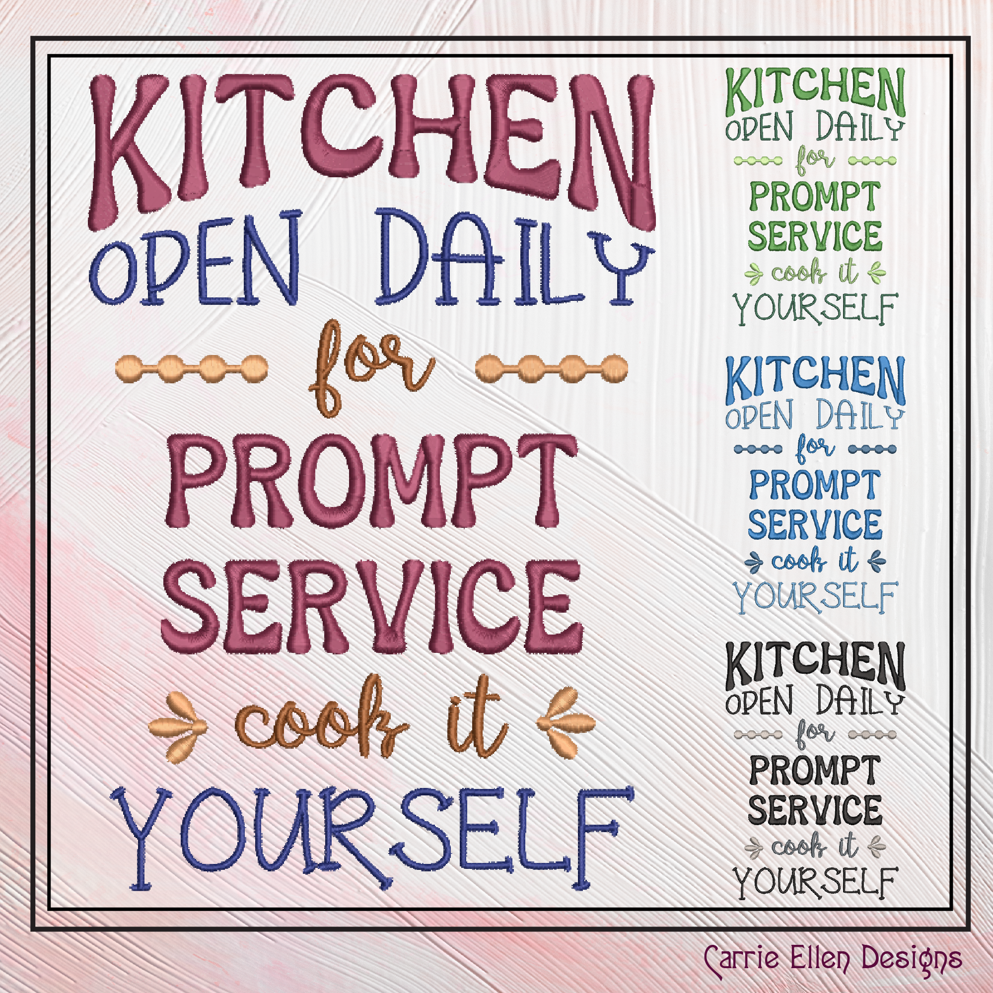Kitchen Open Daily Machine Embroidery Design, Funny Sarcastic Sayings ...
