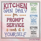 Kitchen Open Daily Machine Embroidery Design, Funny Sarcastic Sayings Design, Home and Garden, 6 Sizes (2373)