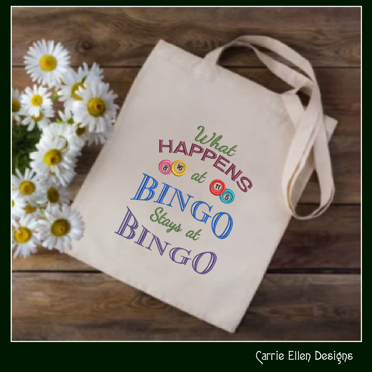 What Happens At Bingo Embroidery Design, Machine Embroidery Design, Sarcastic Bingo Game Saying, 6 Sizes (2392)