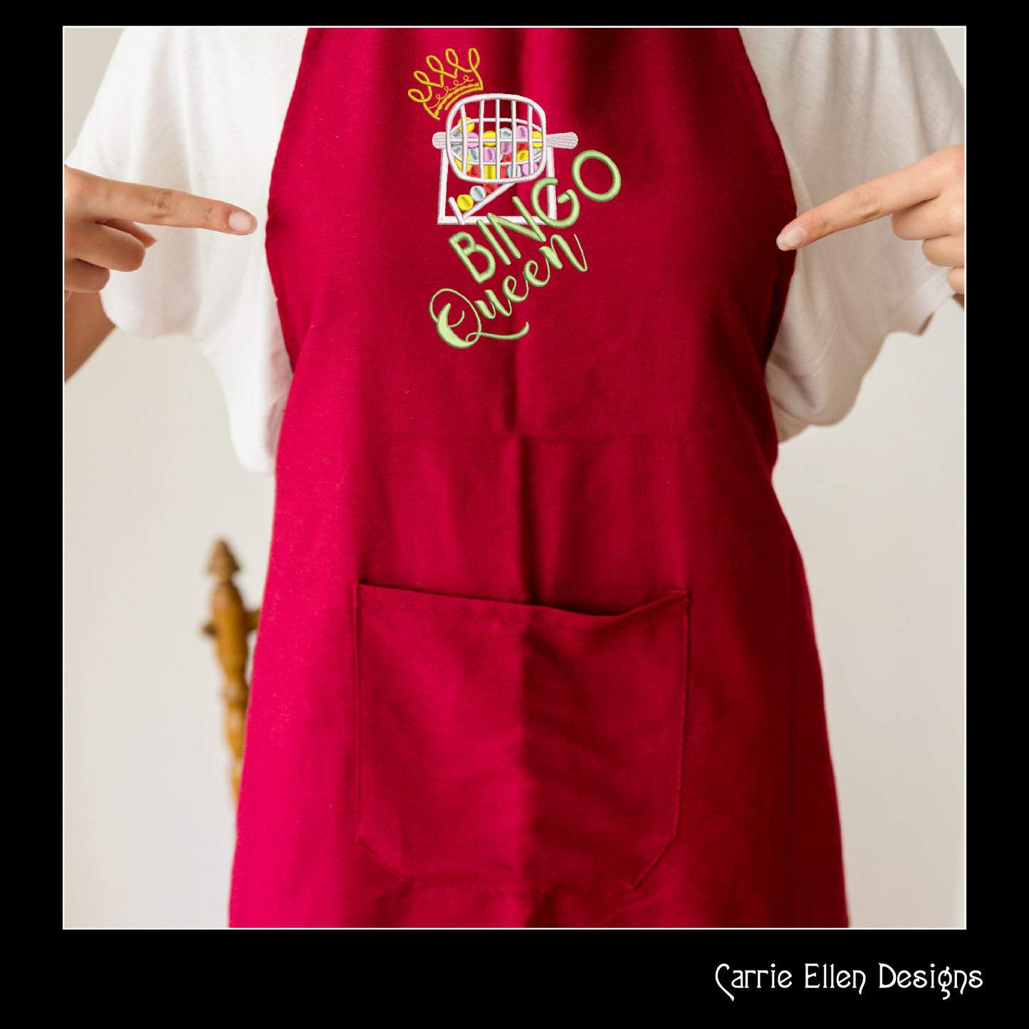 Bingo Queen Embroidery Design, Machine Embroidery Design, Bingo Game, Bingo Cage with Crown, 6 Sizes (2393)
