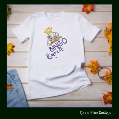 Bingo Queen Embroidery Design, Machine Embroidery Design, Bingo Game, Bingo Cage with Crown, 6 Sizes (2393)