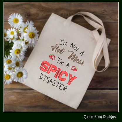 Spicy Disaster Embroidery Design Saying, Hot Mess Machine Embroidery Design, Chili Peppers, 6 Sizes (2412)