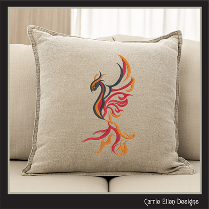 Phoenix Rising – Abstract Machine Embroidery Design | Colorful Mythic Fire Bird, 6 Sizes (2416)