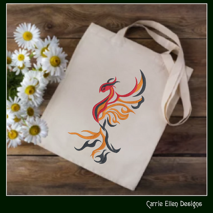 Phoenix Rising – Abstract Machine Embroidery Design | Colorful Mythic Fire Bird, 6 Sizes (2416)