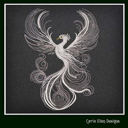 Phoenix Firebird Machine Embroidery Design | Artistic Colorful Mythic Fire Bird Line Art, 6 Sizes (2417)