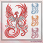 Phoenix Firebird Machine Embroidery Design | Artistic Flowing Mythic Fire Bird Line Art, 6 Sizes (2420)