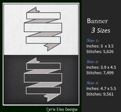 Banner Machine Embroidery Design Bundle – Flags and Banners Design Element Collection, 6 Designs, 3 Sizes Each (2433)