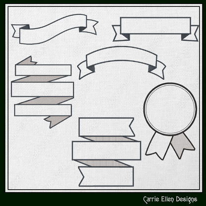 Banner Machine Embroidery Design Bundle – Flags and Banners Design Element Collection, 6 Designs, 3 Sizes Each (2433)