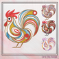Abstract Chicken Machine Embroidery Design – Farm Animal Bird Pattern | 4 Sizes (2434)