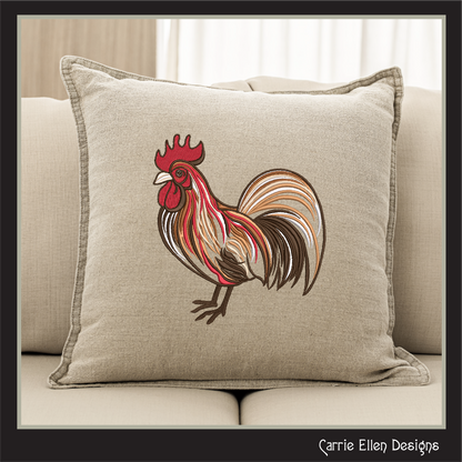 Abstract Rooster Machine Embroidery Design – Farm Animal Bird Pattern | 4 Sizes (2436)