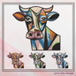 Abstract Cow Machine Embroidery Design – Artistic Farm Animal Pattern | 4 Sizes (2475)