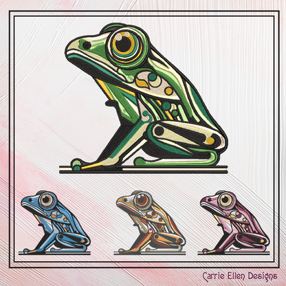 Abstract Frog Machine Embroidery Design – Artistic Toad Pattern | 4 Sizes (2478)