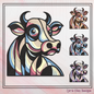 Abstract Cow Machine Embroidery Design – Artistic Farm Animal Pattern | 4 Sizes (2479)