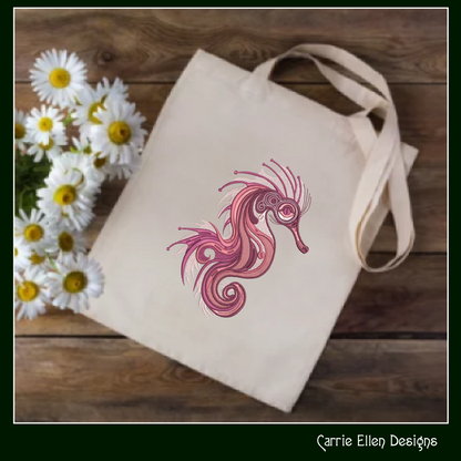 Fancy Seahorse Machine Embroidery Design – Artistic Sea Life Pattern | 6 Sizes (2481)