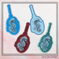 Fancy Seahorse ITH Key Fob Machine Embroidery Design | Marine Life Sea Animal In-The-Hoop Key Tag Project (2483)