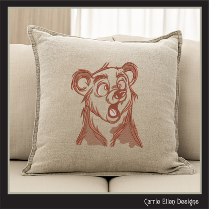 Surprised Bear Machine Embroidery Design – Funny Cartoon Wildlife Animal Pattern, 6 Sizes (2484)