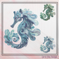 Fancy Seahorse Machine Embroidery Design – Artistic Sea Life Line Art Pattern, 4 Sizes (2485)
