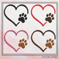 Dog Paw Machine Embroidery Design – Puppy & Dog Paw with Heart Pattern, Pet Lover Design, 6 Sizes (2490)