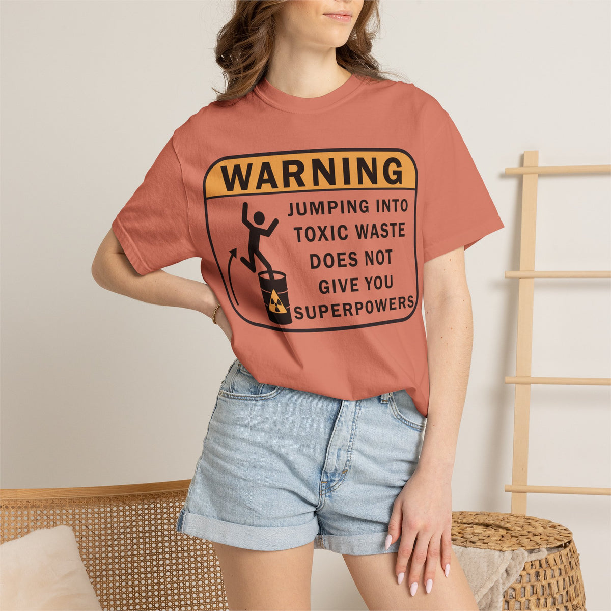 Funny Warning Jumping Into Toxic Waste Comfort Colors T-Shirt - Sarcastic Graphic Tee (4390)