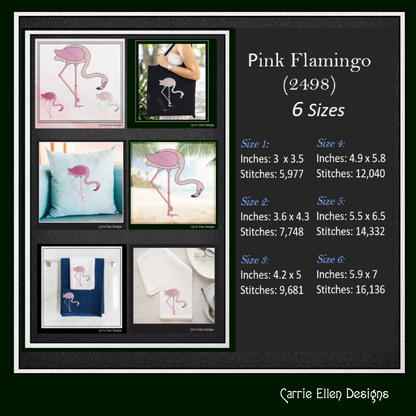 Flamingo Machine Embroidery Design – Whimsical Tropical Quirky Pink Bird, 6 Sizes (2498)