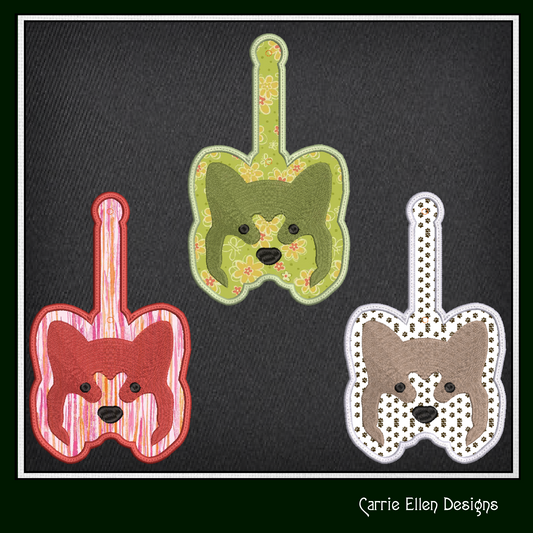 Dog ITH Key Fob Machine Embroidery Design | Fun Dog Face In-The-Hoop Animal Key Tag Project (2508)