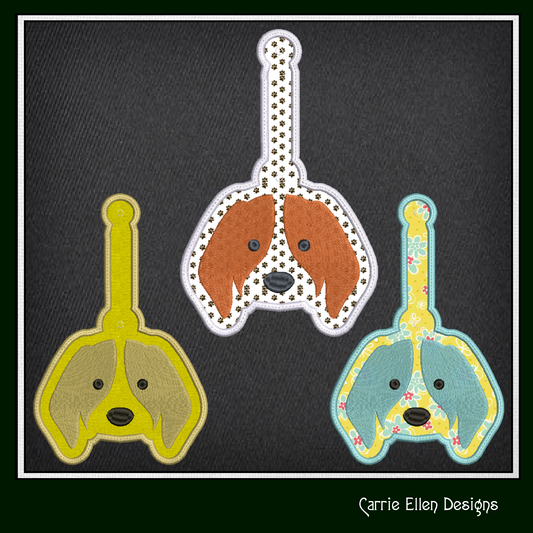 Dog ITH Key Fob Machine Embroidery Design | Fun Dog Face In-The-Hoop Animal Key Tag Project (2509)