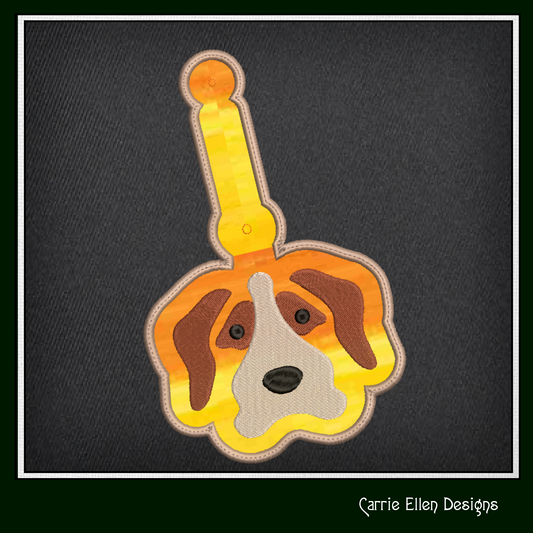 Dog ITH Key Fob Machine Embroidery Design | Fun Dog Face In-The-Hoop Animal Key Tag Project (2510)