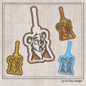 Surprised Bear ITH Key Fob Machine Embroidery Design | Cartoon Wildlife Animal In-The-Hoop Key Tag Project (2511)