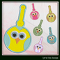 Owl ITH Key Fob Machine Embroidery Design | Cute Owl Face In-The-Hoop Key Tag (2514)