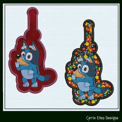 Bluey ITH Key Fob Machine Embroidery Design | Fan Favorite Cartoon Character In-The-Hoop Key Tag (2521)