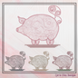 Artistic Pig Machine Embroidery Design, Artistic Pig Swirling Line Art Sketch Design, Farm Animals, 6 sizes (2530)