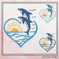 Dolphin Machine Embroidery Design, Bottlenose Dolphin Pattern, Jumping Bottlenose Dolphin with Sunset Design, 6 Sizes (2533)