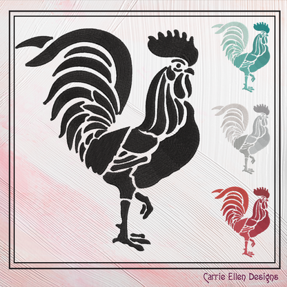 Rooster Machine Embroidery Design. Rooster Stencil Design, Bird Embroidery Pattern, Farm Animal Design, 6 Sizes (2536)
