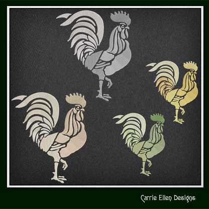 Rooster Machine Embroidery Design. Rooster Stencil Design, Bird Embroidery Pattern, Farm Animal Design, 6 Sizes (2536)