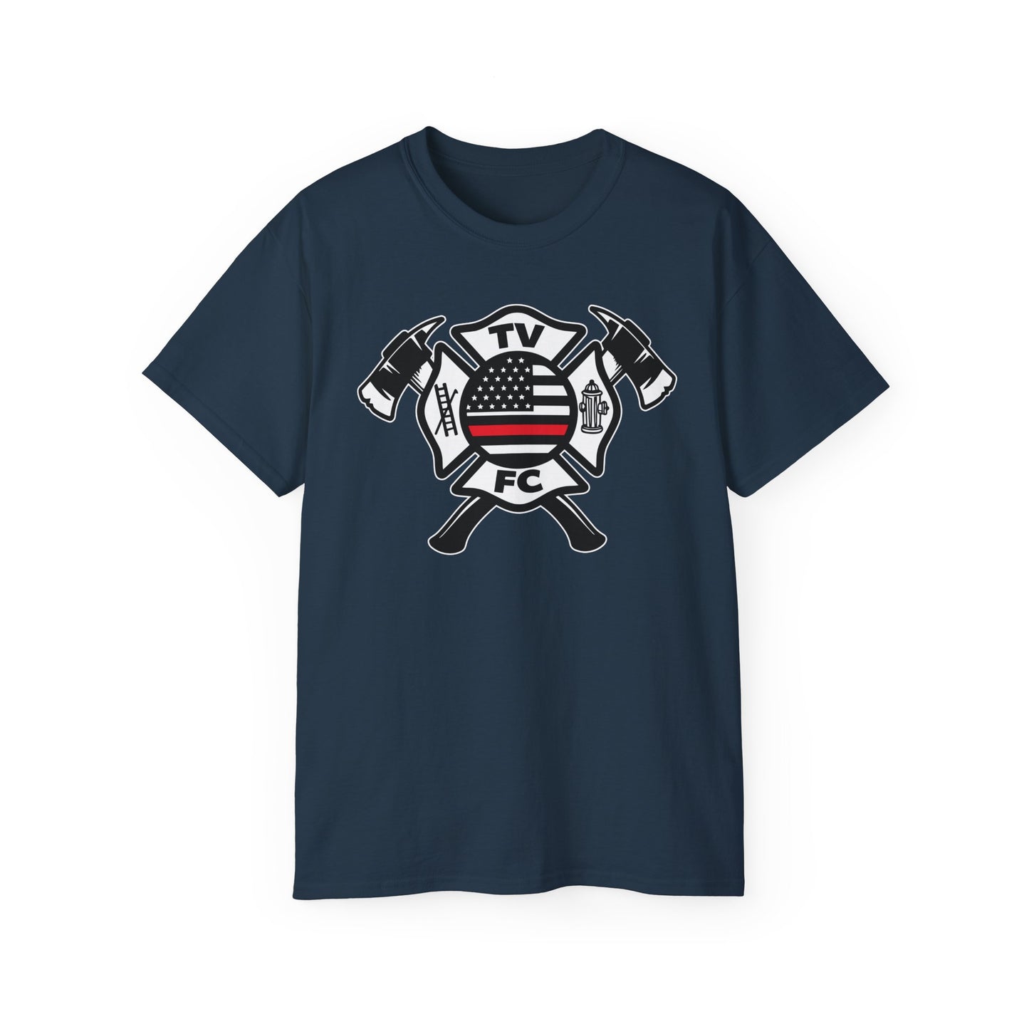 TV FC Red Thin Line Firefighter Maltese Cross Tee | 6 oz Cotton Tee Shirt (3009)