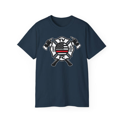 TV FC Red Thin Line Firefighter Maltese Cross Tee | 6 oz Cotton Tee Shirt (3009)