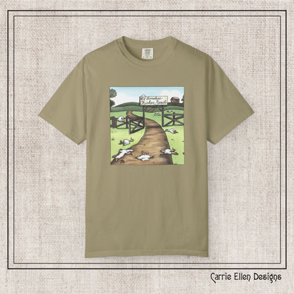 Boneless Chicken Ranch Comfort Colors T-Shirt | Farside Farm Chickens Printed Short Sleeve Tee | Multiple Color Options (P-6074)