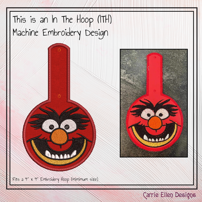 Animal ITH Key Fob Machine Embroidery Design | Fan Favorite Muppet In-The-Hoop Key Tag (2581)