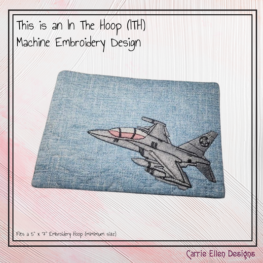 Jet Fighter ITH Mug Rug | Military Plane In The Hoop Project (2583)
