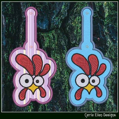 Silly Chicken ITH Key Fob Machine Embroidery Design | Funny Bird In-The-Hoop Keychain Pattern (2601)