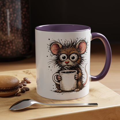 Frazzled Mouse with Mug | Accent Ceramic Coffee Mug 11oz 15oz (3867)