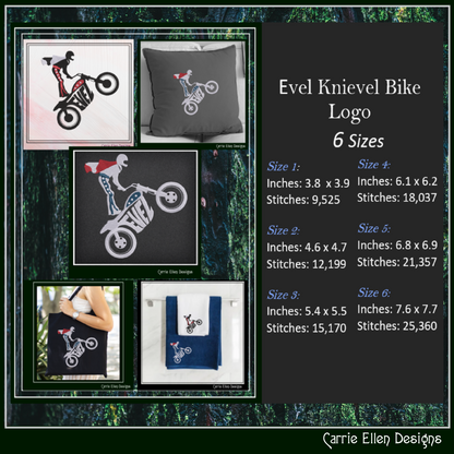 Stunt Bike and Rider Machine Embroidery Design – Extreme Sports Motocross Fan Art, 6 Sizes (2625)