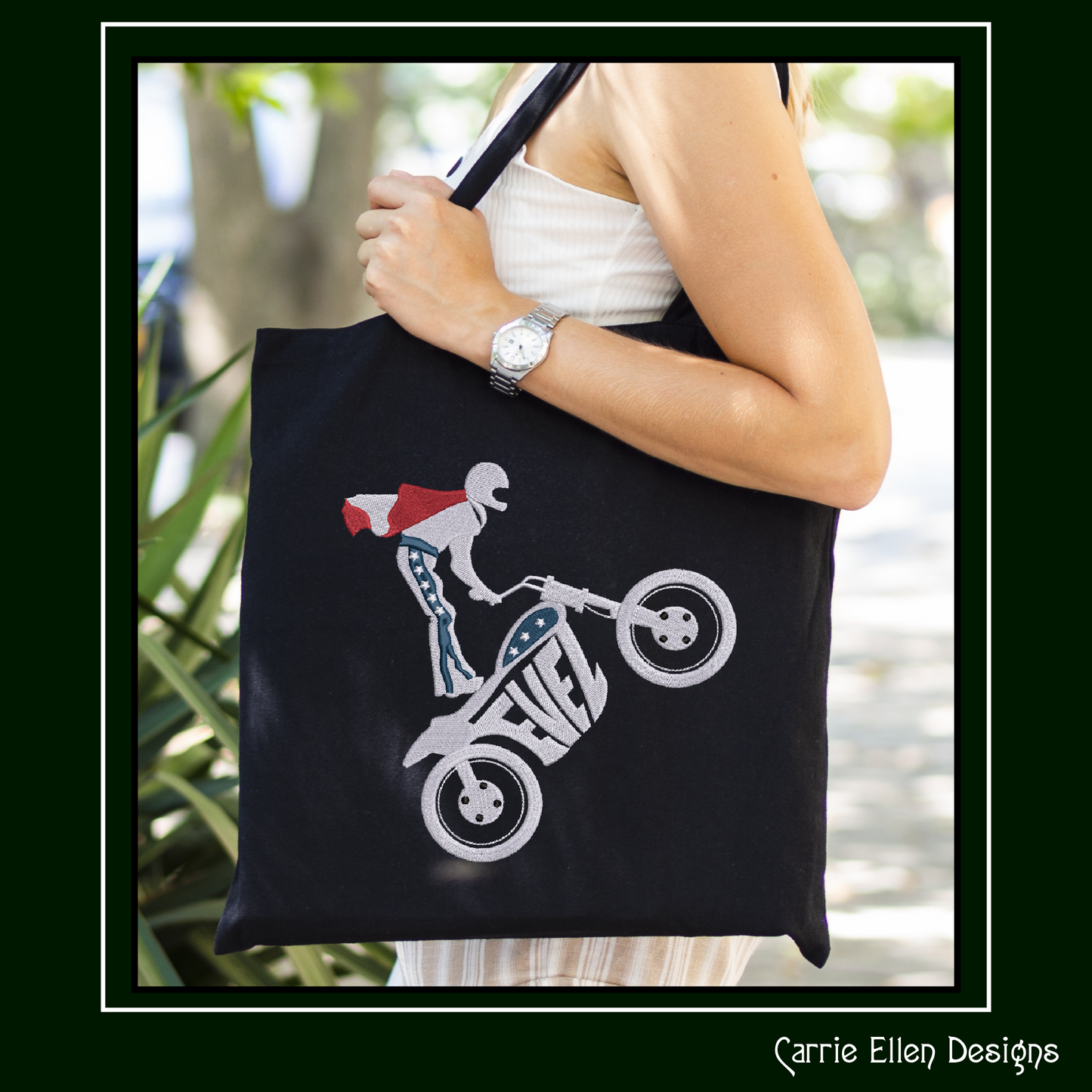 Stunt Bike and Rider Machine Embroidery Design – Extreme Sports Motocross Fan Art, 6 Sizes (2625)