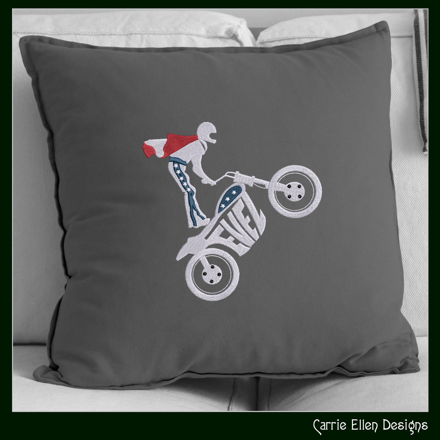 Stunt Bike and Rider Machine Embroidery Design – Extreme Sports Motocross Fan Art, 6 Sizes (2625)
