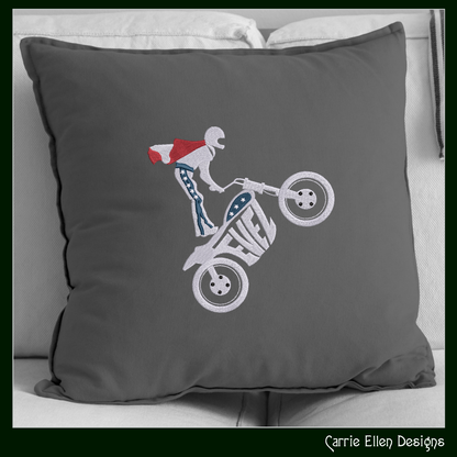 Stunt Bike and Rider Machine Embroidery Design – Extreme Sports Motocross Fan Art, 6 Sizes (2625)