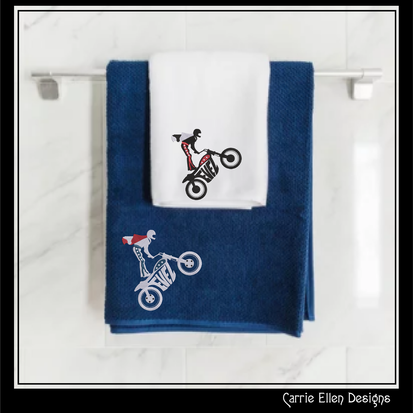 Stunt Bike and Rider Machine Embroidery Design – Extreme Sports Motocross Fan Art, 6 Sizes (2625)