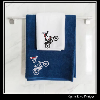 Stunt Bike and Rider Machine Embroidery Design – Extreme Sports Motocross Fan Art, 6 Sizes (2625)