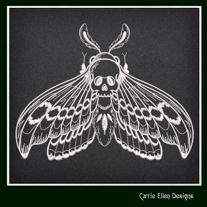 Skull Moth Machine Embroidery Design – Gothic Skull Moth Pattern, Dark Aesthetic Stitch File, 6 Sizes (2633)