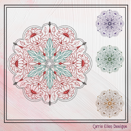 Floral Mandala Machine Embroidery Design | Artistic Symbolism Stitch Pattern, 6 Sizes (2634)
